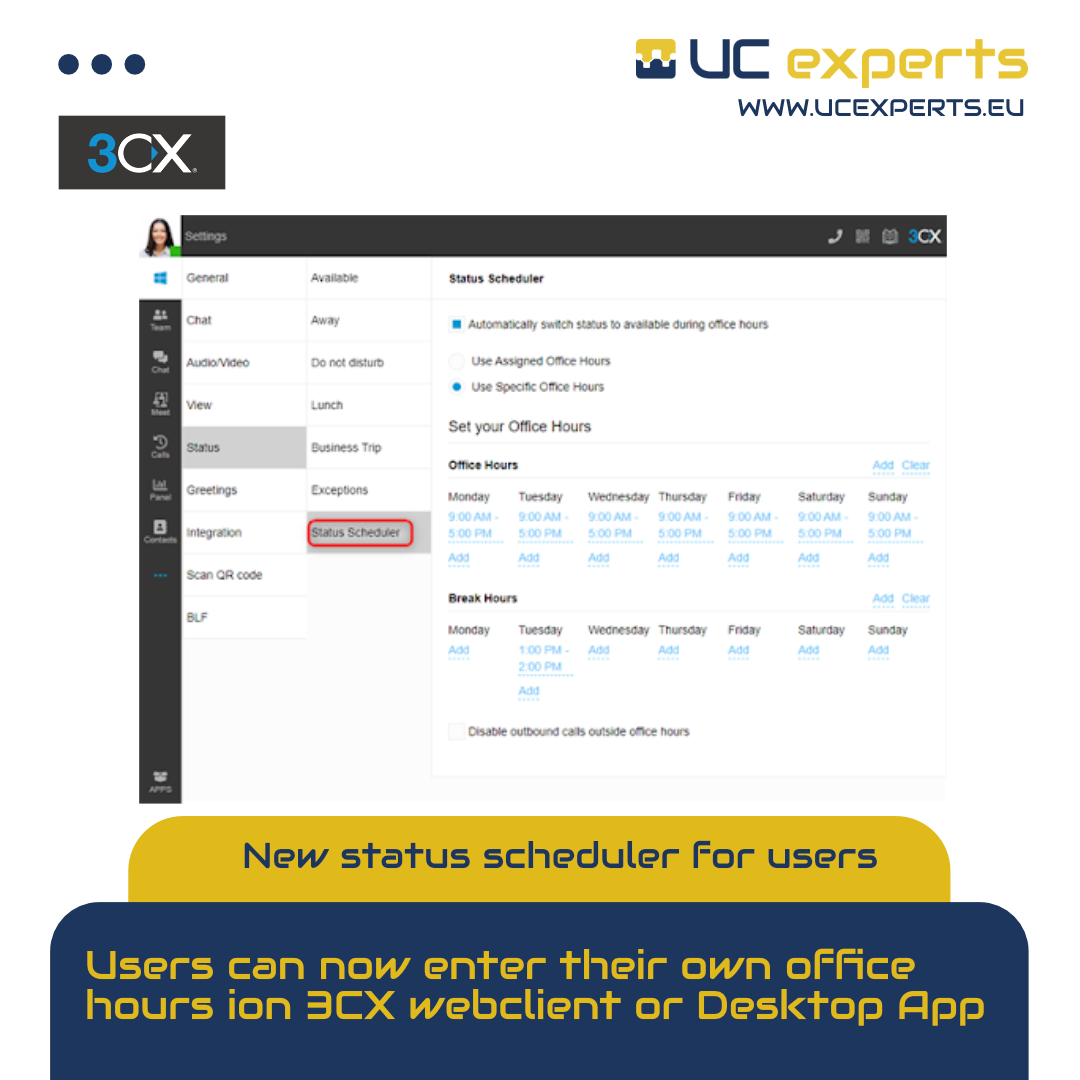 Status scheduler in 3CX client