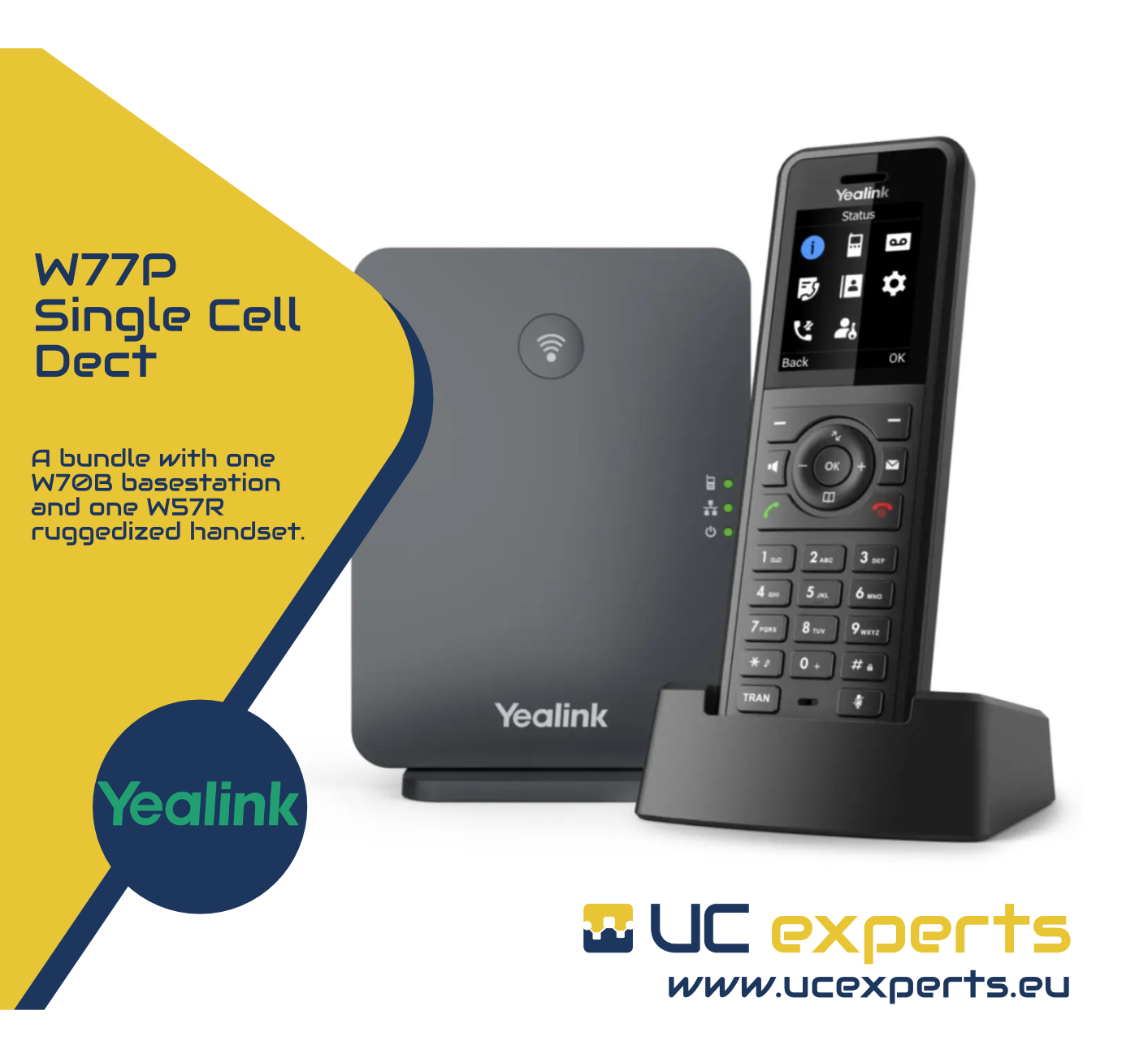 The Yealink W77P, a high-performance ruggedized SIP cordless phone system 